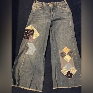 Rare Anthropologie wide leg patchwork jean